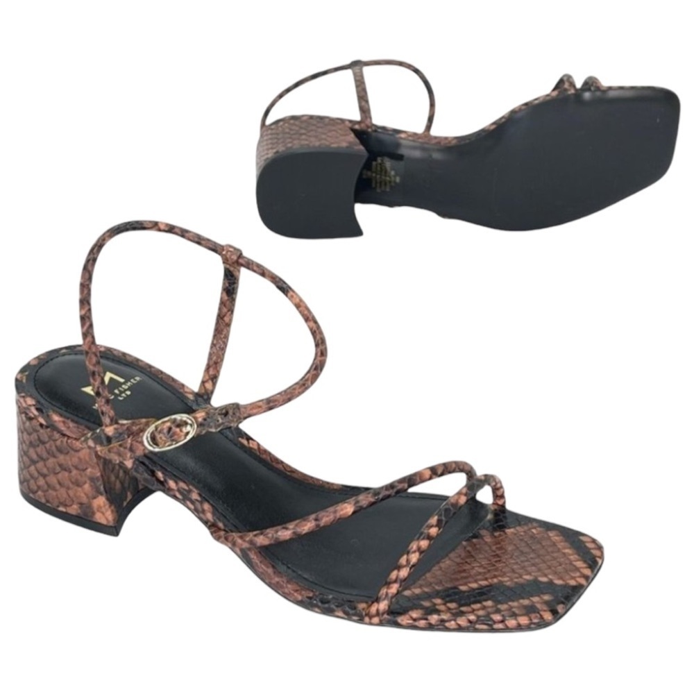 Marc Fisher LTD Womens Sandal 6M Jiny2 Brown Snake Print Block Heel - Picture 13 of 16